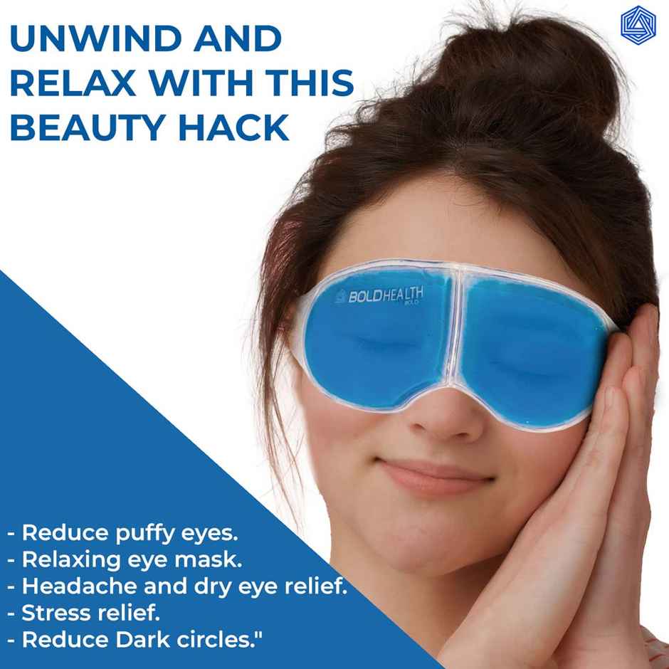 Boldfit Eye Mask Cooling Gel For Dark Circles And Pain Relief - Blue